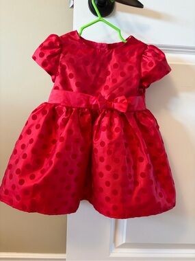 George Red Polka Dot Satin Party Dress